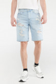 Bermuda de jean Slim azul muy clara con rotos