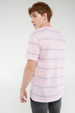 Camiseta manga corta a rayas estampada.
