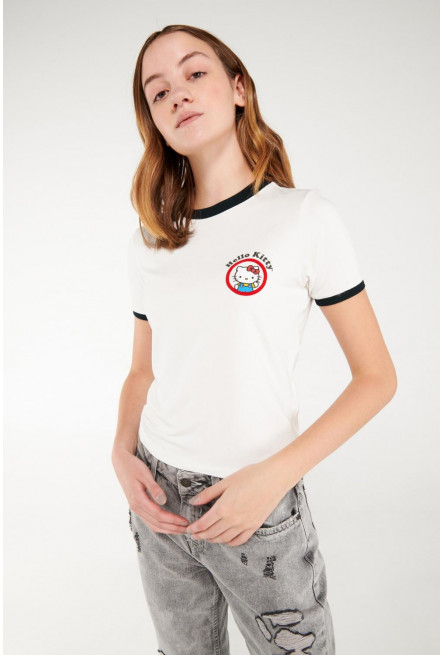 Camiseta manga corta, estampado de Hello Kitty