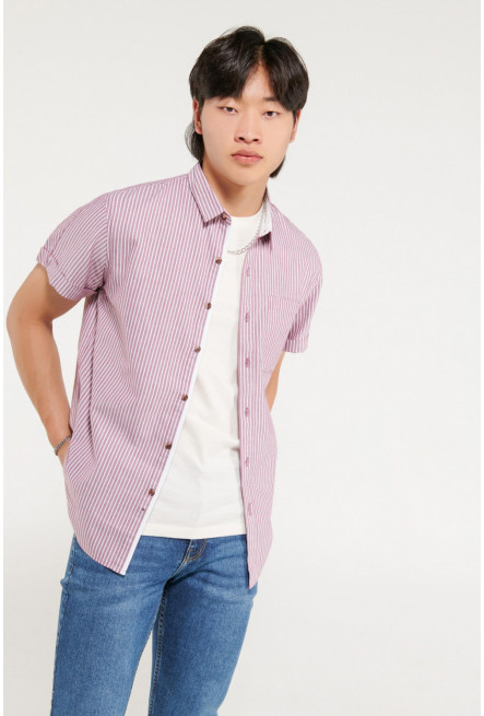 Camisa manga corta azul a rayas