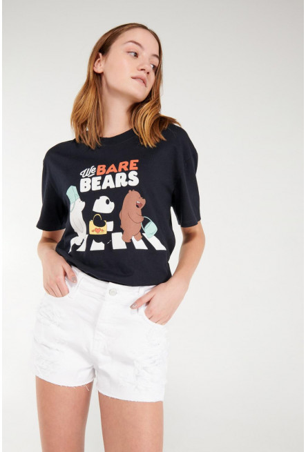 Short denim tiro alto