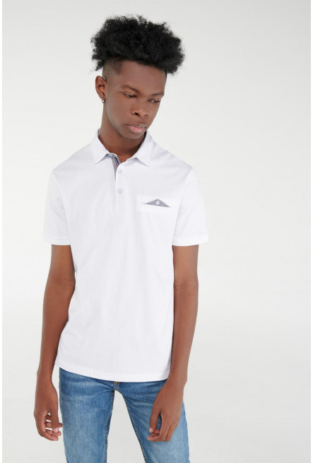 Camiseta Polo unicolor con cuello y puños tejidos