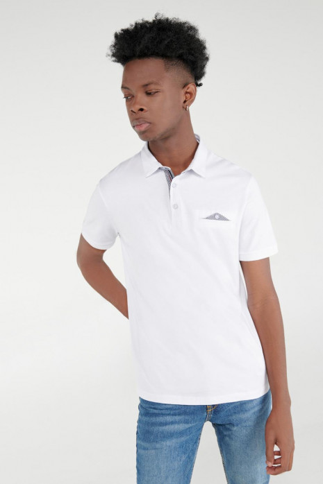 Camiseta Polo unicolor con cuello y puños tejidos