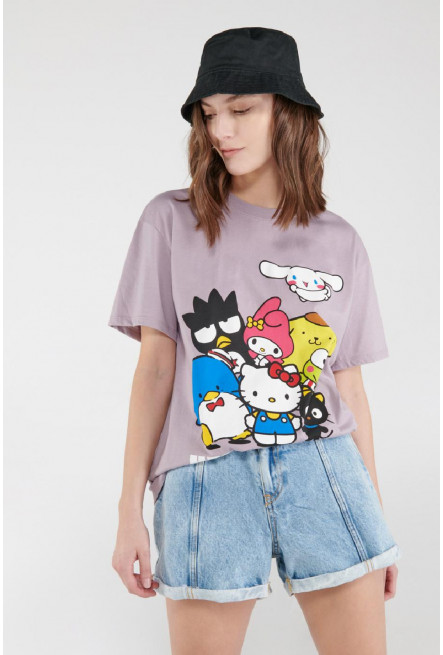 Camiseta manga corta, estampado de Hello Kitty