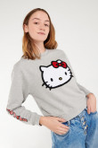 cuello redondo, estampado de Hello Kitty