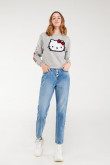 cuello redondo, estampado de Hello Kitty
