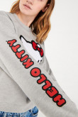 cuello redondo, estampado de Hello Kitty