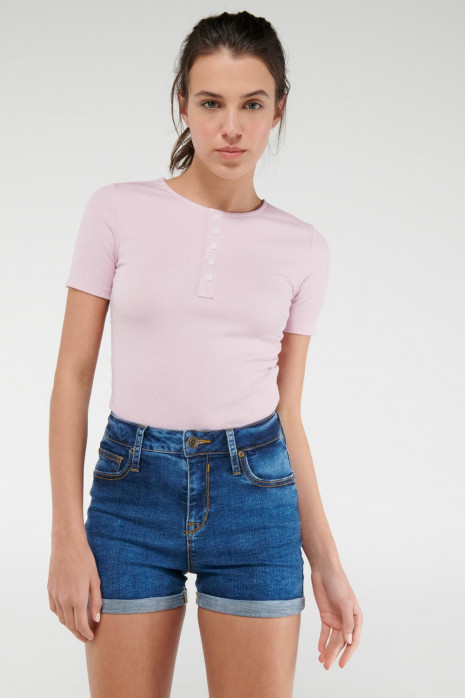 Short denim tiro medio