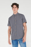 Camisa manga corta gris a cuadros