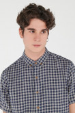 Camisa manga corta gris a cuadros