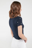 Camiseta manga corta con perlas