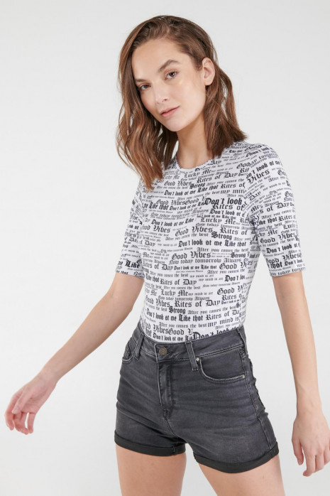 Body manga corta, estampado de letras