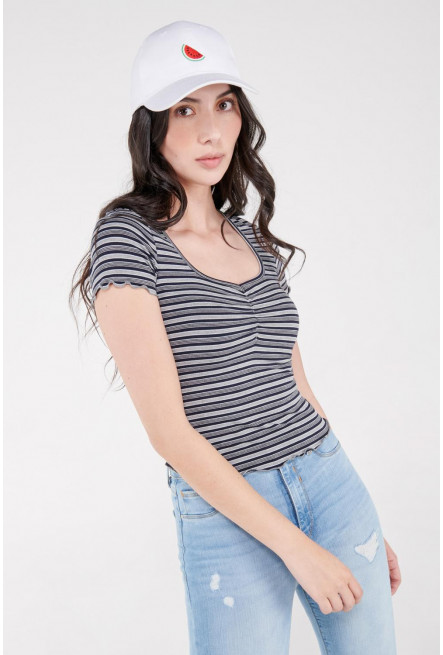 Camiseta manga corta de rayas