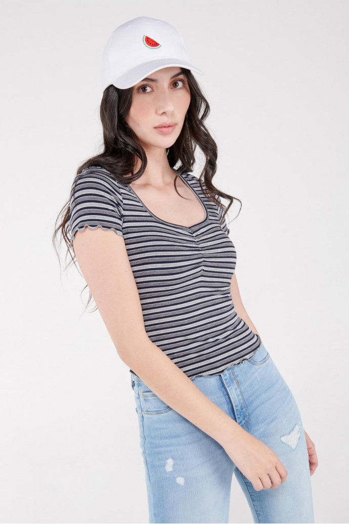 Camiseta manga corta de rayas