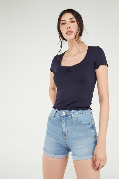 Short denim tiro medio