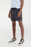 Bermuda piscinera negra con estampado