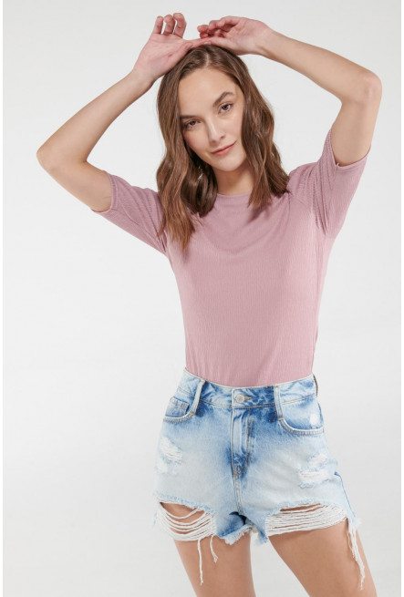 Short denim tiro alto