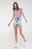 Short denim tiro alto