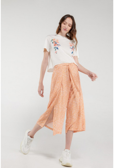 Pantalón culotte con cinturón