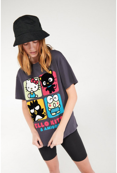 Camiseta manga corta, estampado de Hello Kitty