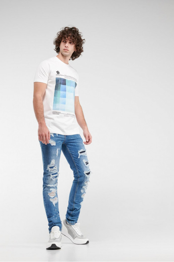 Camiseta manga corta blanca con estampado en frente