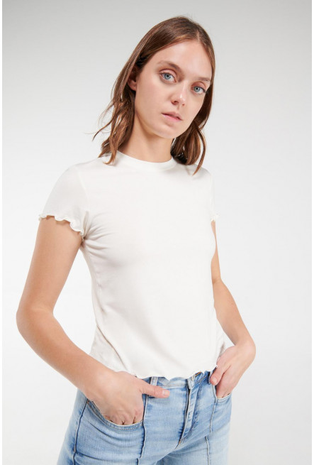 Camiseta, manga  corta, cuello redondo, unicolor.