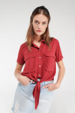 Blusa unicolor manga corta