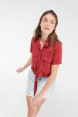 Blusa unicolor manga corta