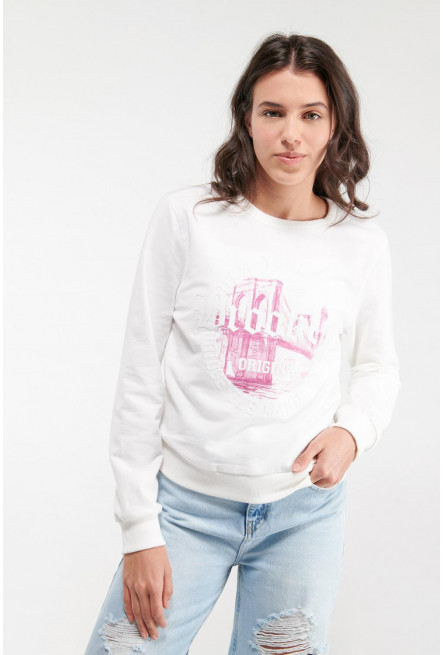 Buzo cuello redondo, con estampado