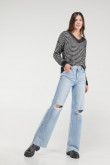 Sueter afelpado cuello en v
