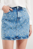 Falda tiro alto con perlas