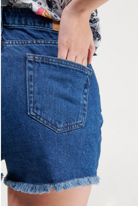 Short denim tiro alto