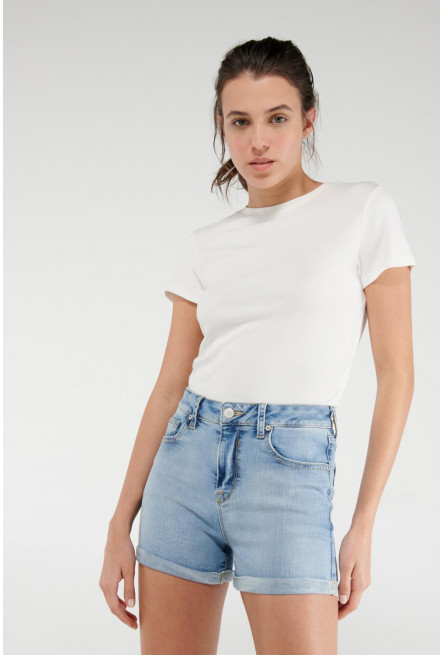 Short denim tiro medio