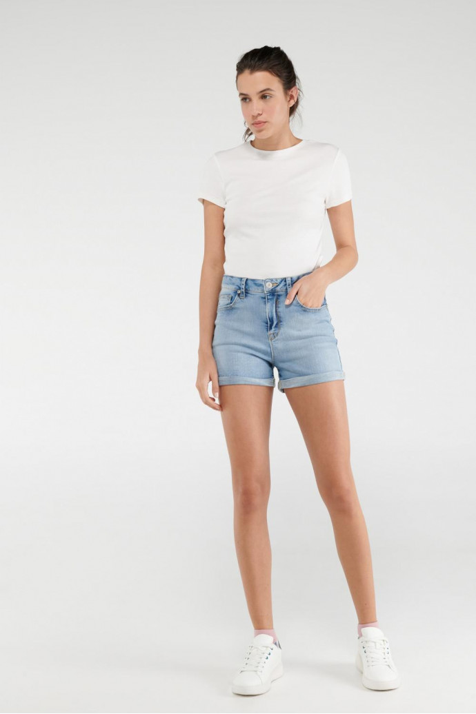 Short denim tiro medio