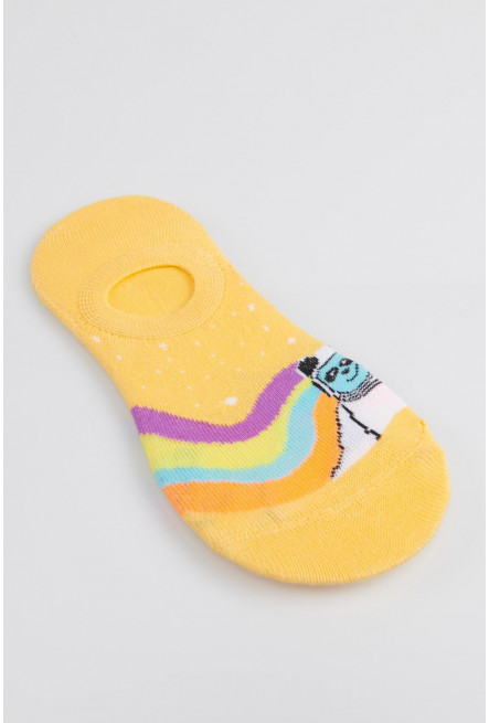 Medias cortas de color amarillo con motivo de arcoíris