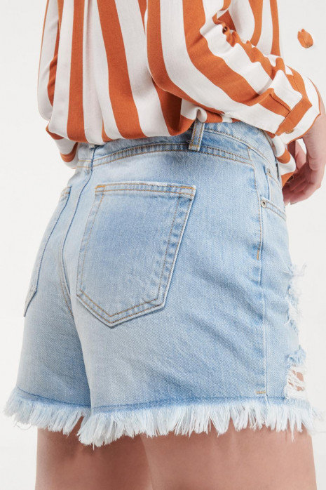 Short denim tiro alto