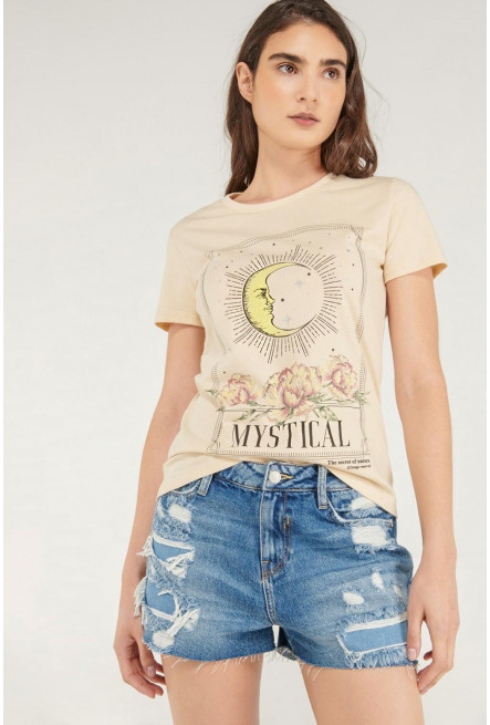 Short denim tiro alto