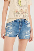 Short denim tiro alto