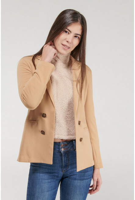 Blazer unicolor largo