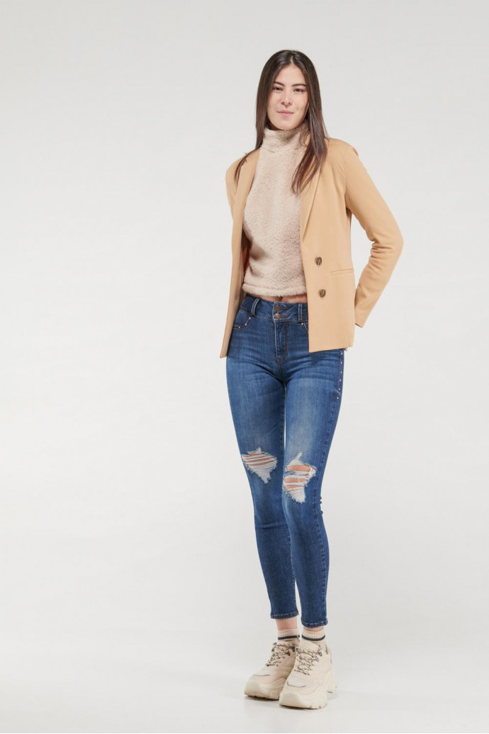 Blazer unicolor largo