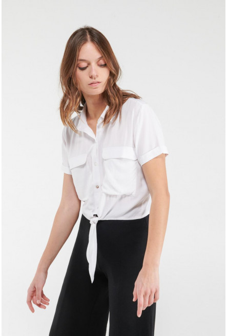 Blusa unicolor manga corta