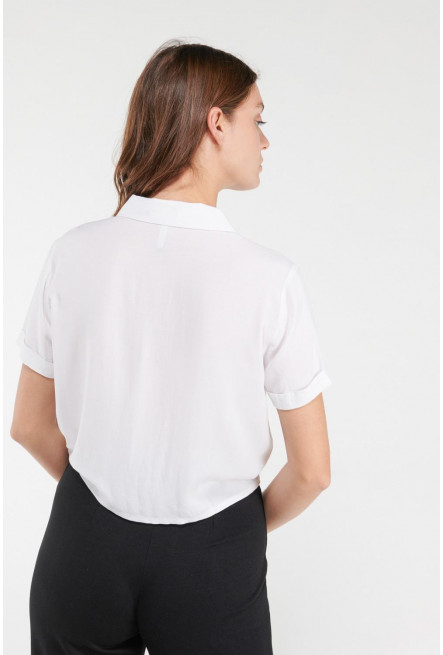 Blusa unicolor manga corta
