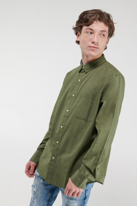 Camisa unicolor, manga larga