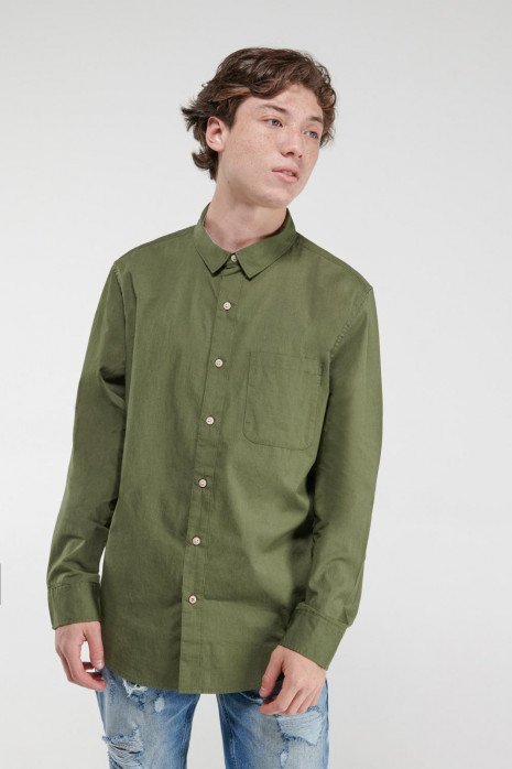 Camisa unicolor, manga larga