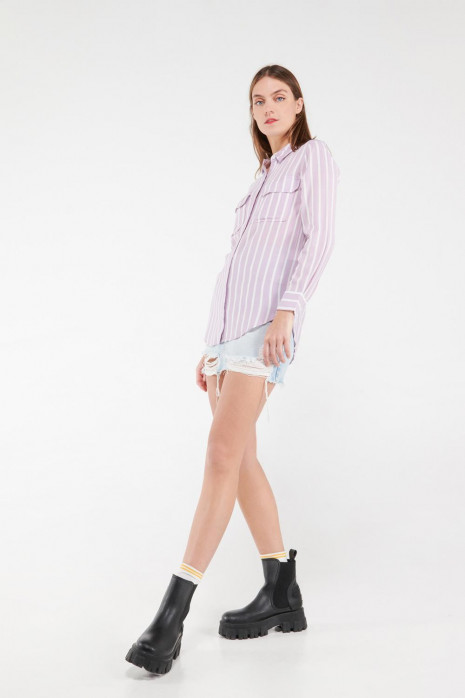 Blusa a rayas, doble bolsillo