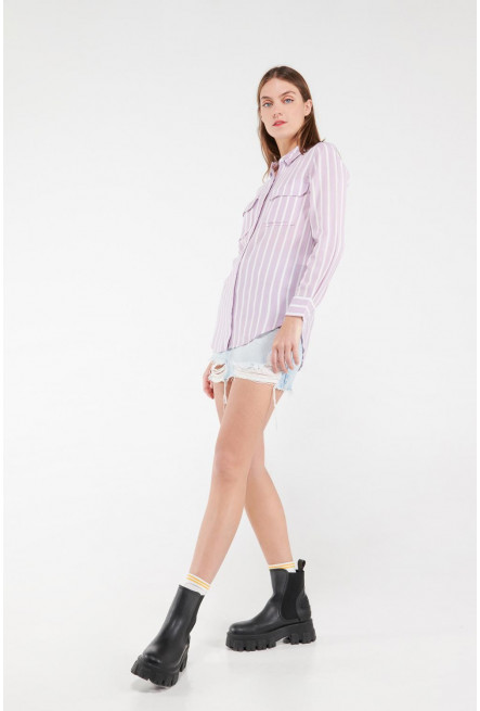 Blusa a rayas, doble bolsillo