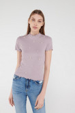 Camiseta manga corta con perlas