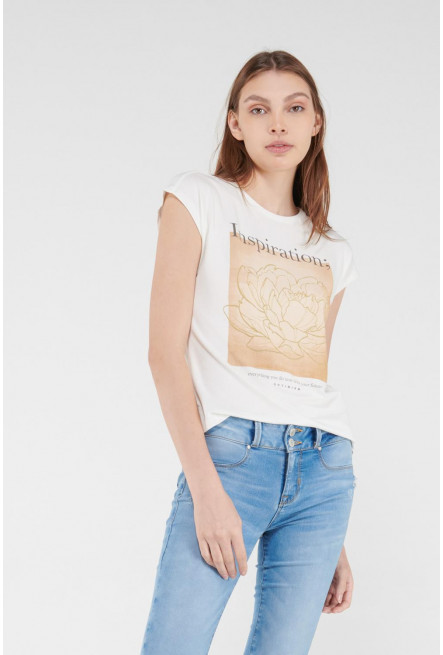 Camiseta sin mangas, estampada con perlas