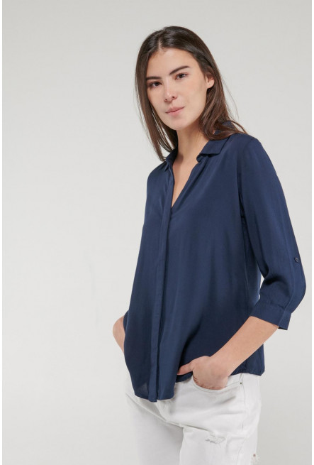 Blusa unicolor manga larga