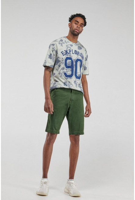 Bermuda Slim fit verde oscuro con tiro bajo